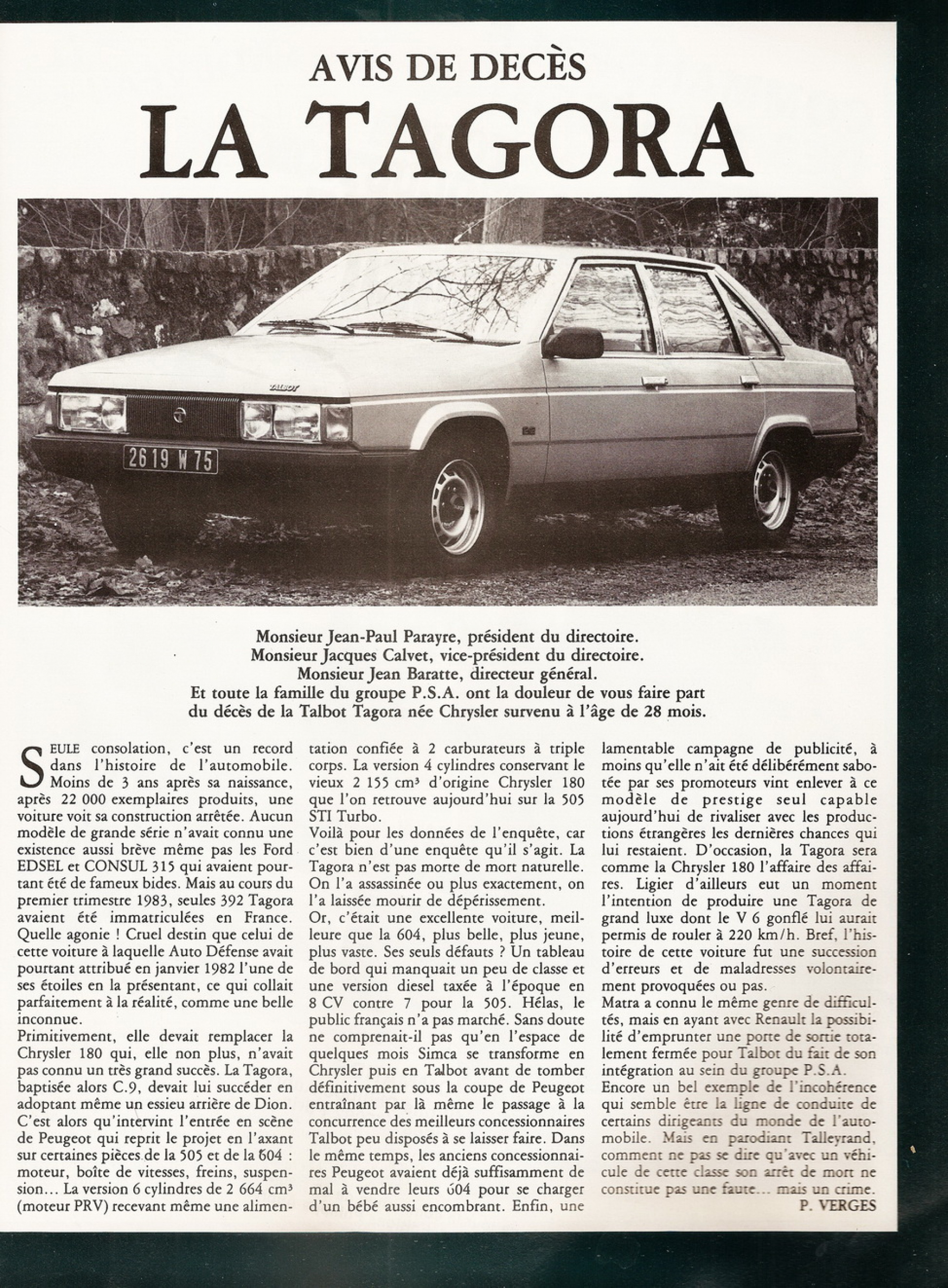 Illustration - Talbot Tagora SX